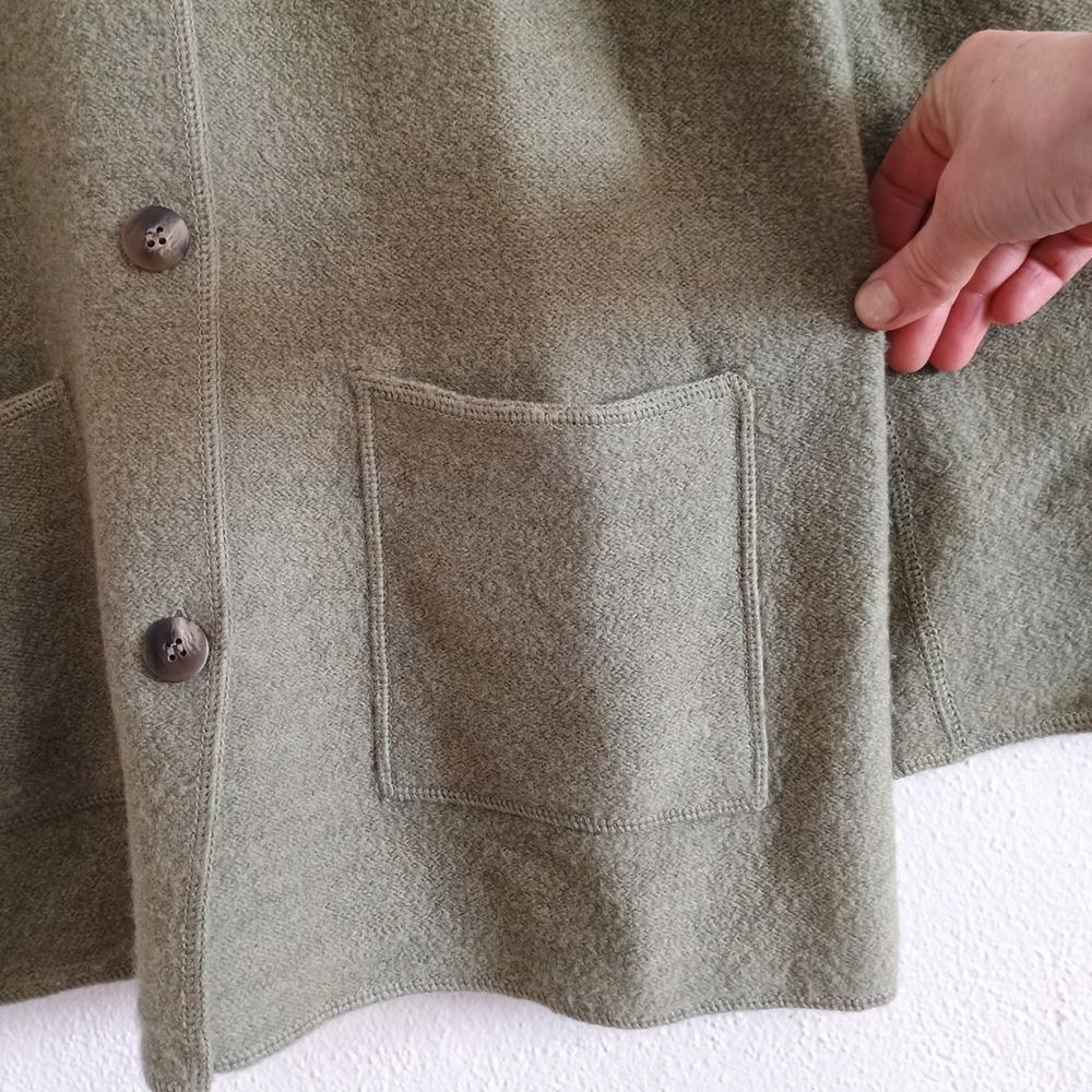 Vintage Charter Club 100% Pure New Wool Button Cardigan Olive Green Womans Small - Picture 5 of 8